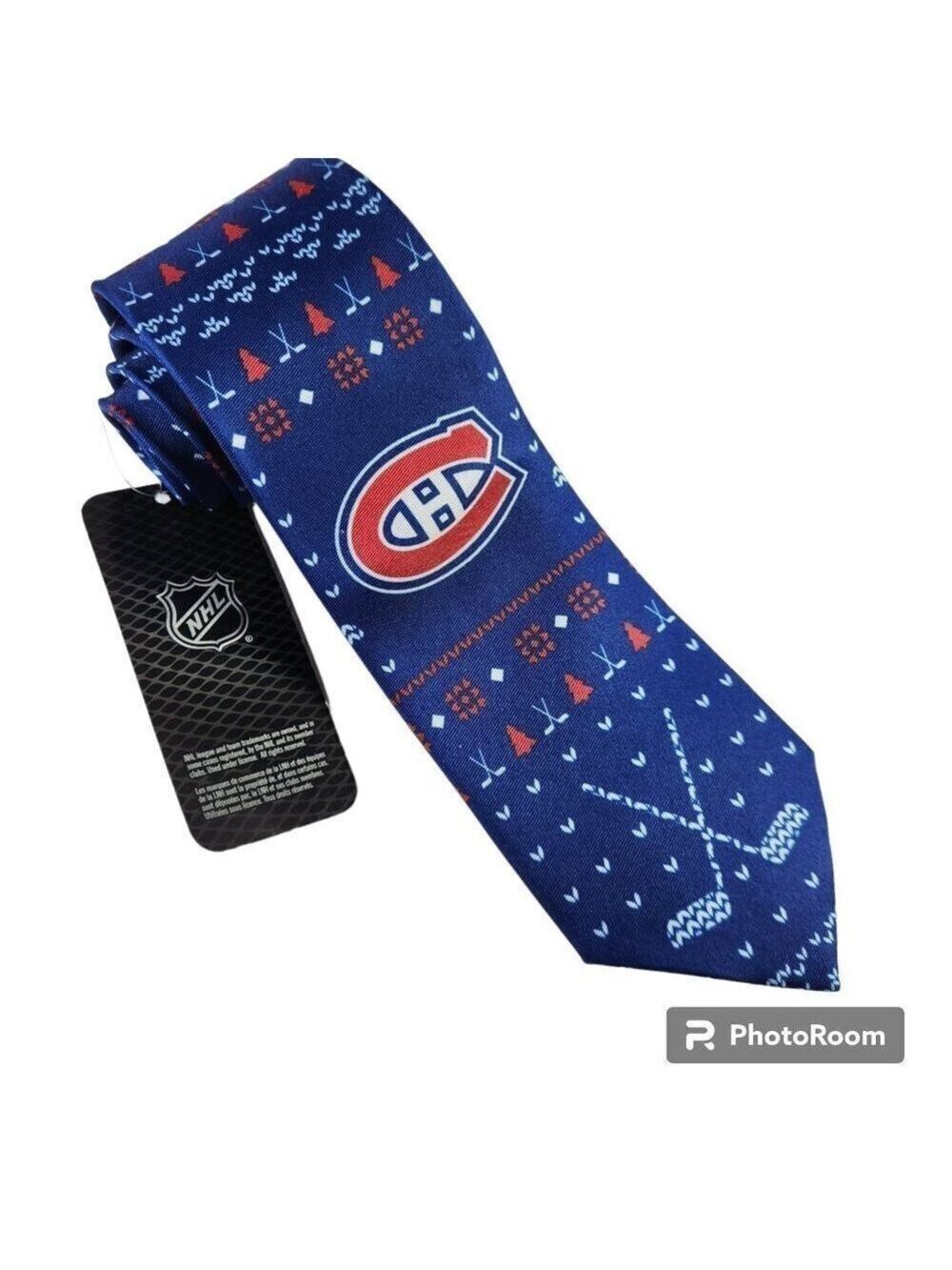 Montreal Canadians Necktie NHL Calhoun Hockey Sticks All Over Design